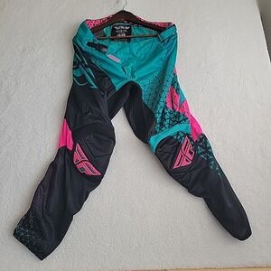 FLY Racing Kinetic Trifecta Motocross Pants Men Sz 38 Teal Pink Black